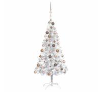 vidaXL Árbol de Navidad preiluminado con luces y bolas plateado 120 cm