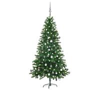 vidaXL Árbol de Navidad preiluminado con luces y bolas verde 150 cm