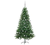 vidaXL Árbol de Navidad preiluminado con luces y bolas verde 180 cm
