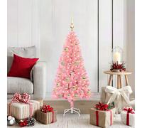 vidaXL Árbol de Navidad con 150 LED con Soporte Rosa 120 cm PVC, Árbol de Navidad Moderno, Adorno Festivo Artificial, decoración de Sala, Luces LED cálidas, Display Minimalista