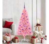 vidaXL Árbol de Navidad 150 cm, 150 LED, con soporte, PVC, Rosa, luces cálidas