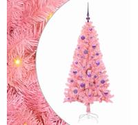 vidaXL Árbol de Navidad 150 cm, 150 LED, con soporte, PVC, Rosa, luces cálidas
