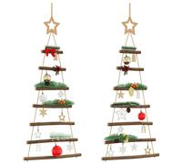 vidaXL Árbol Navidad colgante con estrellas arriba 2 uds 42x90 cm