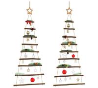 vidaXL Árbol Navidad colgante con estrellas arriba 2 uds 55x120 cm