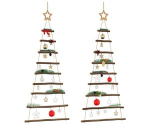 vidaXL Árbol Navidad colgante con estrellas arriba 2 uds 55x120 cm