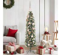 vidaXL Árbol Navideño Artificial Delgado Verde y blanco 120 cm