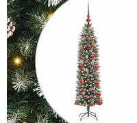 vidaXL Árbol Navideño Artificial Delgado con 150 LED Verde y 120 cm, Árbol de Navidad Moderno, en Forma de Cono, diseño Delgado, decoración ecológica, Luces LED, Alimentado por USB