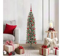 vidaXL Árbol Navideño Artificial Delgado Verde y blanco 120 cm
