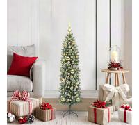 vidaXL Árbol Navideño Artificial Delgado Verde y blanco 120 cm