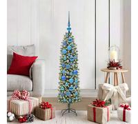 vidaXL Árbol Navideño Artificial Delgado Verde y blanco 120 cm