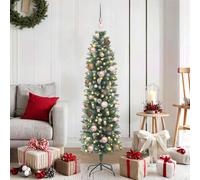 vidaXL Árbol Navideño Artificial Delgado Verde y blanco 150 cm