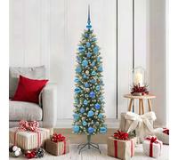 vidaXL Árbol Navideño Artificial Delgado Verde y blanco 150 cm
