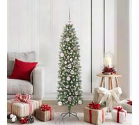 vidaXL Árbol Navideño Artificial Delgado Verde y blanco 150 cm