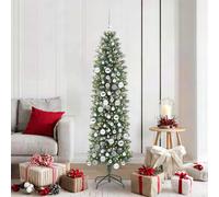 vidaXL Árbol Navideño Artificial Delgado Verde y blanco 180 cm