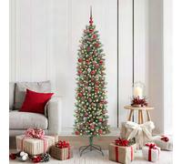 vidaXL Árbol Navideño Artificial Delgado Verde y blanco 180 cm
