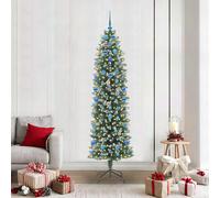 vidaXL Árbol Navideño Artificial Delgado Verde y blanco 210 cm