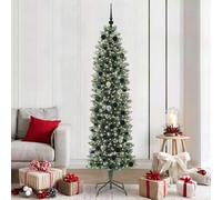 vidaXL Árbol Navideño Artificial Delgado Verde y blanco 210 cm