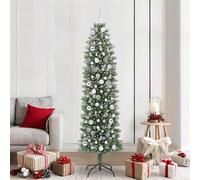 vidaXL Árbol Navideño Artificial Delgado Verde y blanco 210 cm