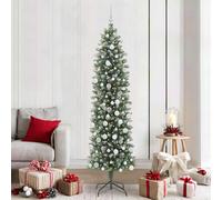 vidaXL Árbol Navideño Artificial Delgado Verde y blanco 210 cm