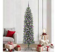 vidaXL Árbol Navideño Artificial Delgado Verde y blanco 210 cm