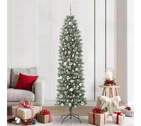 vidaXL Árbol Navideño Artificial Delgado Verde y blanco 210 cm