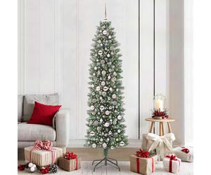 vidaXL Árbol Navideño Artificial Delgado Verde y blanco 210 cm