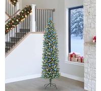 vidaXL Árbol Navideño Artificial Delgado Verde y blanco 240 cm