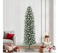 vidaXL Árbol Navideño Artificial Delgado Verde y blanco 240 cm
