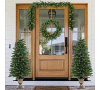 vidaXL Árboles de Navidad artificiales 2 uds corona, guirnalda y LED