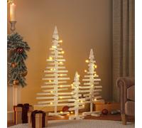 vidaXL Árboles de Navidad de madera 3 pzas madera maciza pino