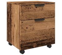 vidaXL Archivador de escritorio Madera contrachapada Madera Vieja 45x38x54 cm con ruedas
