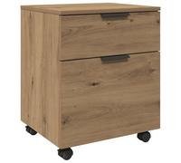 vidaXL Archivador de madera contrachapada de roble artesanal con ruedas para oficina