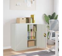 vidaXL Archivero con 2 puertas, color gris, 90 cm, acero - Archivador de oficina - Archivadores de oficina - Archivador - Archivadores
