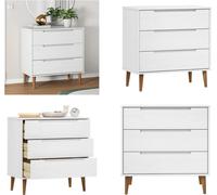 vidaXL Archivero con cajones, modelo MOLDE, blanco, 80x40x80 cm, madera maciza de pino - Archivador - Archivadores - Cómoda con cajones - Cómoda