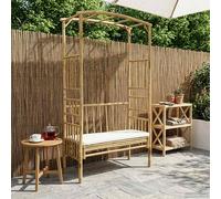 vidaXL Arco de Jardín con Banco Blanco Crema 115 x 50 x 205 cm Bambú