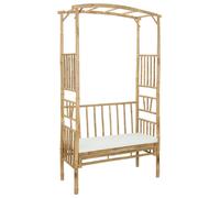 vidaXL Arco de jardín con banco integrado, color crema, 115 x 50 x 205 cm, bambú