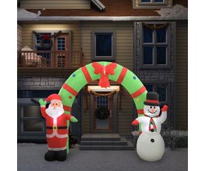 vidaXL Arco de Navidad inflable Papá Noel y muñeco de nieve LED 223 cm