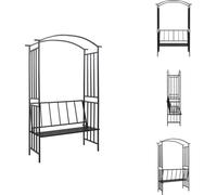 vidaXL Arco para rosales con banco, color , 128x50x207 cm, hierro. - Arcos para rosales, celosías y pérgolas