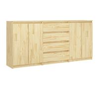 Vidaxl Armario Auxiliar 3 Unidades de Madera Maciza de Pino Mueble de Almacenaje de Salón con Puertas y Cajones Natural