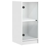 vidaXL Armario Auxiliar con Puertas de Vidrio Blanco 35x37x75,5 cm, Armario, Armario de Almacenamiento, aparador de salón, aparador