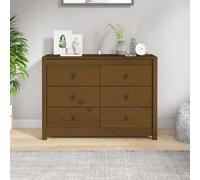 vidaXL Aparador Armario Auxiliar Consola Cómoda Organizador Madera Maciza Pino 100x40x72 cm Marrón Miel