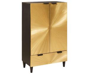 vidaXL Armario auxiliar Negro y dorado 60 x 33,5 x 100 cm