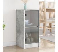 vidaXL Armario auxiliar puertas de vidrio gris hormigón 35x37x75,5 cm