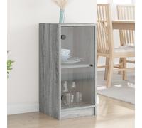 vidaXL Armario auxiliar puertas de vidrio gris Sonoma 35x37x75,5 cm