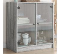 vidaXL Armario auxiliar puertas de vidrio gris Sonoma 68x37x75,5 cm