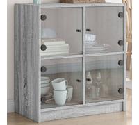 vidaXL Armario auxiliar puertas de vidrio gris Sonoma 68x37x75,5 cm