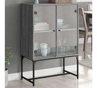 vidaXL Armario auxiliar puertas de vidrio gris Sonoma 69x37x100 cm