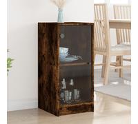 vidaXL Armario auxiliar puertas de vidrio roble ahumado 35x37x75,5 cm