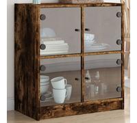 vidaXL Armario auxiliar puertas de vidrio roble ahumado 68x37x75,5 cm