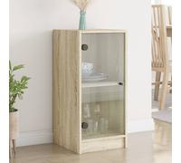 vidaXL Armario auxiliar puertas de vidrio roble Sonoma 35x37x75,5 cm